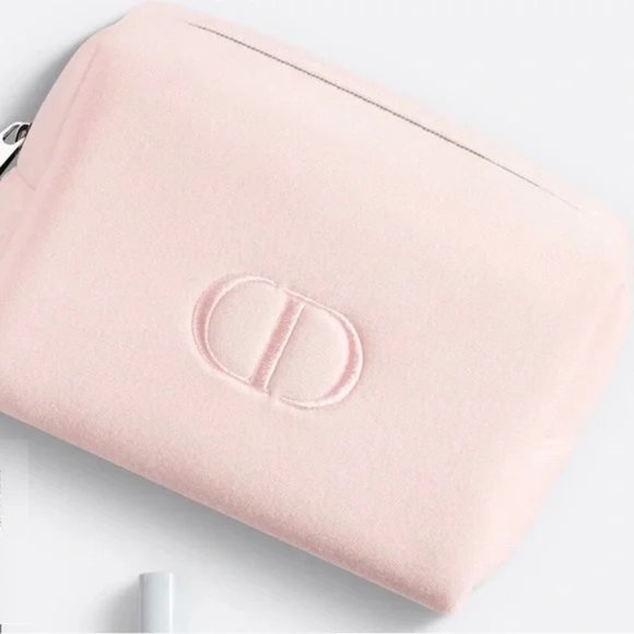 Dior CD Logo Pouch Cosmetic Bag Baby Pink - Picture 1 of 10